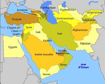 Carte du Moyen Orient 2016