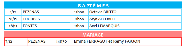 Baptemes mariages dec 24